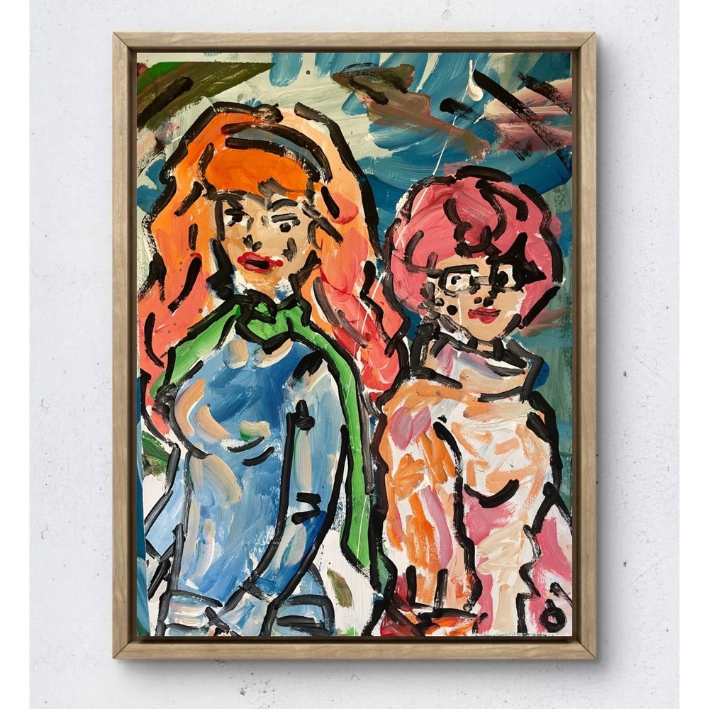 Original Daphne and Velma Scooby Doo Abstract Painting 9x12 Pop Art Wall Decor